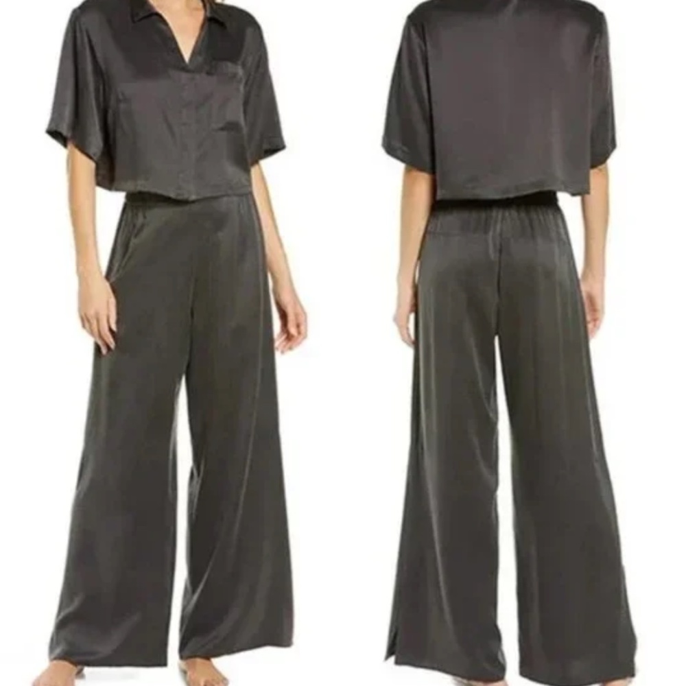 NWT Lunya Washable Silk High Rise Pant Set Meditative Grey // XL